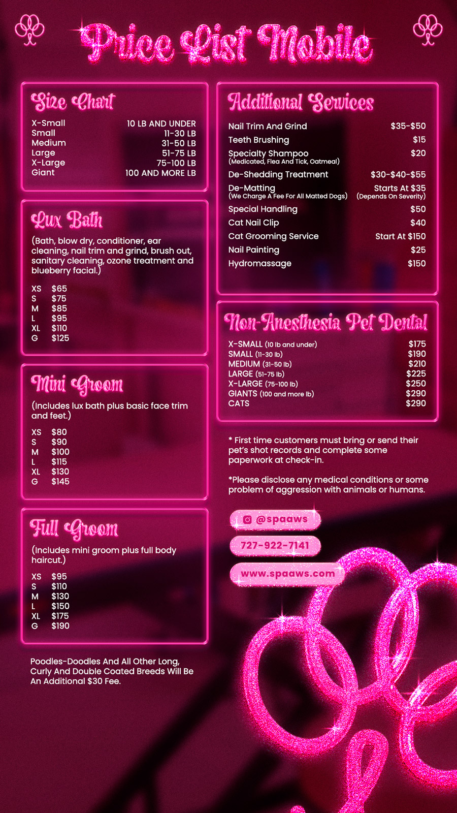 Picture of Mobile Pricing – Spaaws | LUXURY PET GROOMING & SPA?